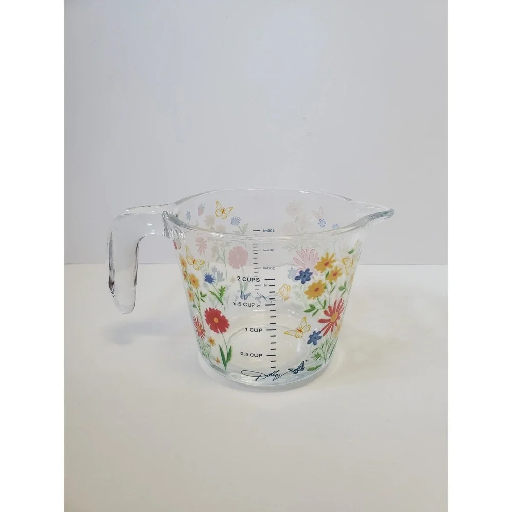 Dolly Parton Limited Edition Floral Wildflower Print 2 Cup Glass Measuring Cup